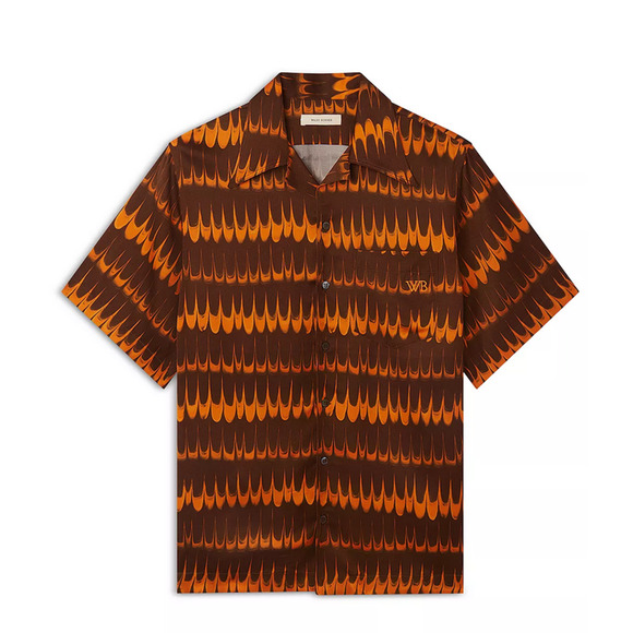 Wales Bonner Rhythm Short Sleeve Shirt Brown/Orange Size 48R 1
